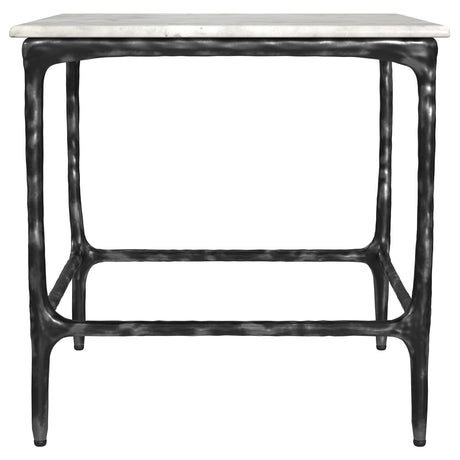 Ebby White Square Genuine Marble Top Metal End Table by Coaster at Eve Furniture