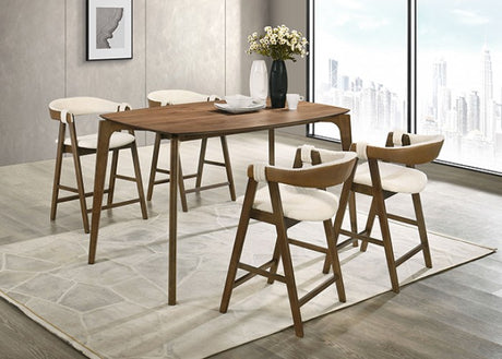 Ebikon Walnut 5-Piece Counter Table Set by Furniture of America at Eve Furniture