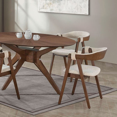 Ebikon Walnut Round 5-Piece Dining Room Set by Furniture of America at Eve Furniture