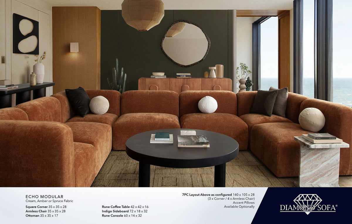 Echo Amber Fabric 6-Pc Sectional 140" x 70" by Diamond Sofa at Eve Furniture