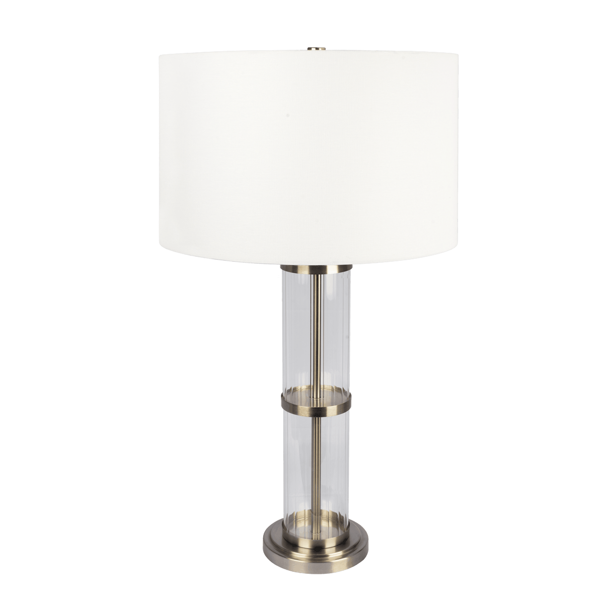 Echo Brushed Nickel Table Lamp with On/Off Switch Clear Glass Body  Metal Base