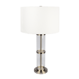 Echo Brushed Nickel Table Lamp with On/Off Switch Clear Glass Body  Metal Base