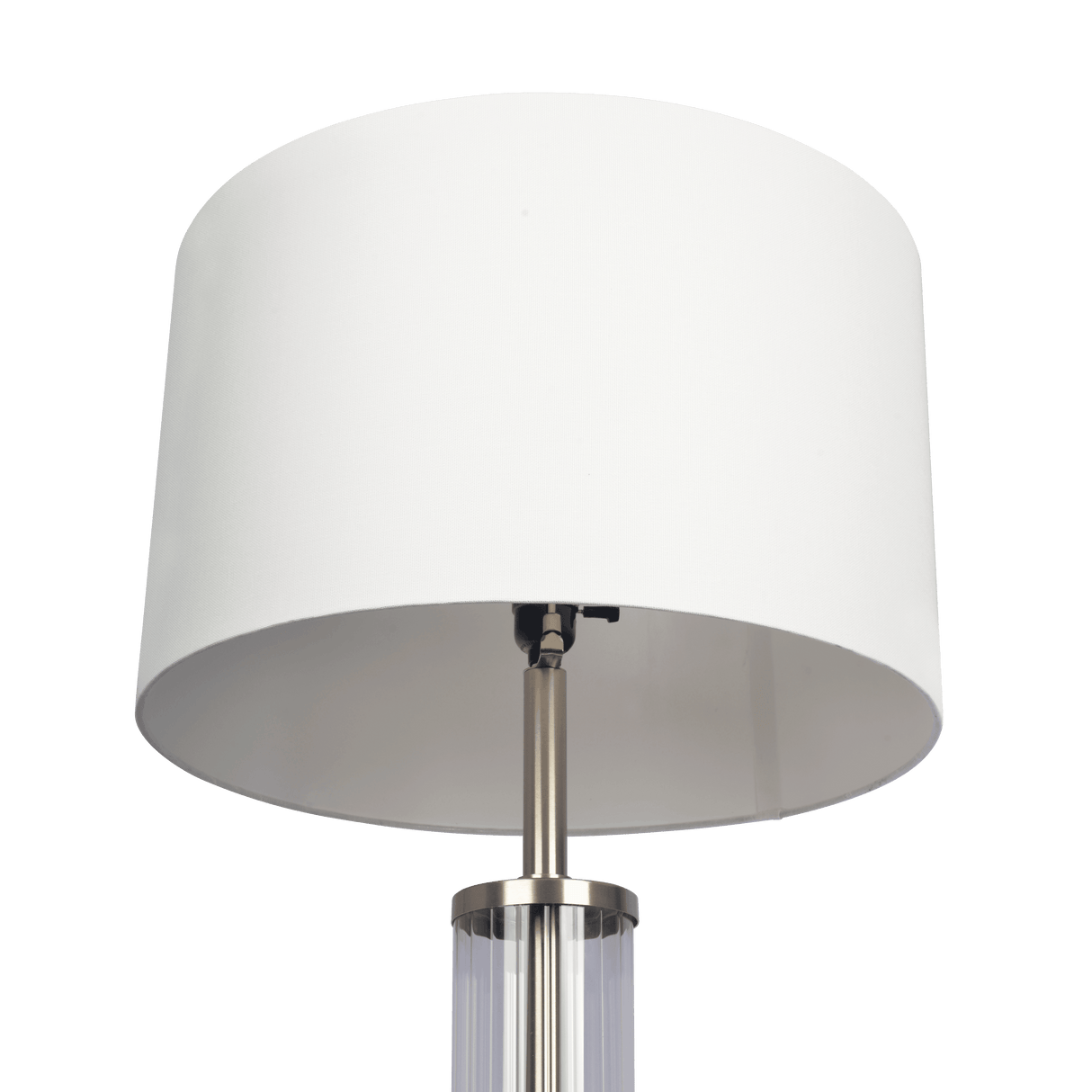 Echo Brushed Nickel Table Lamp with On/Off Switch Clear Glass Body  Metal Base