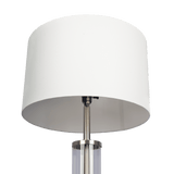 Echo Brushed Nickel Table Lamp with On/Off Switch Clear Glass Body  Metal Base