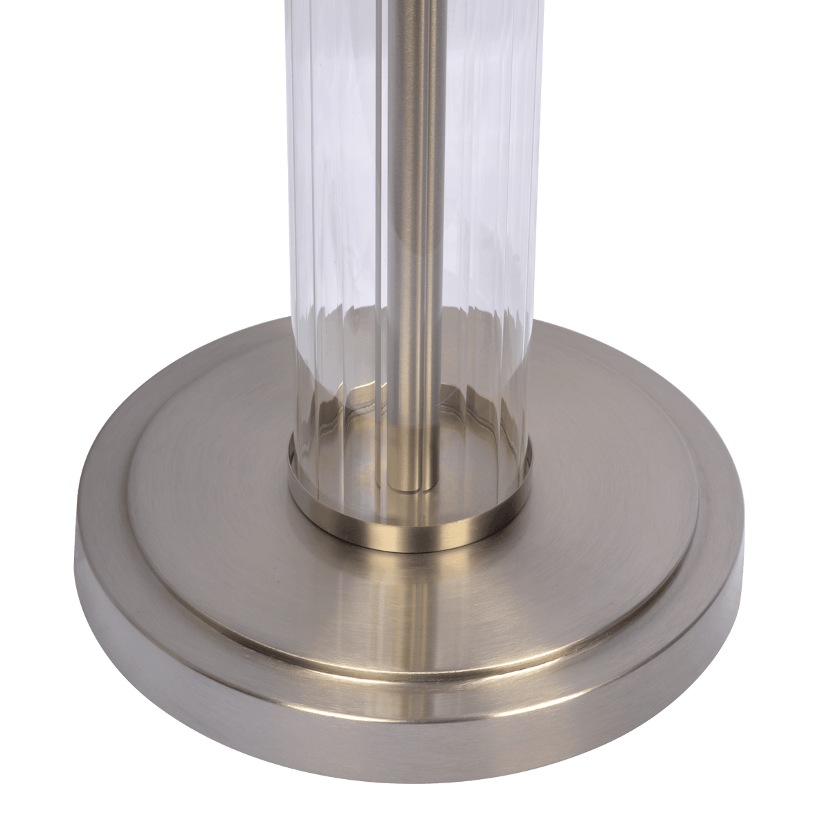 Echo Brushed Nickel Table Lamp with On/Off Switch Clear Glass Body  Metal Base