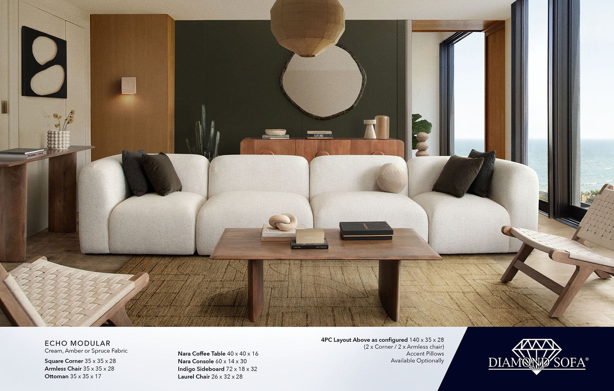 Echo Cream Fabric 4-Pc Reversible Sectional 105" x 70" by Diamond Sofa at Eve Furniture
