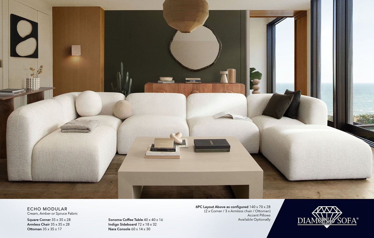 Echo Cream Fabric 4-Pc Reversible Sectional 105" x 70" by Diamond Sofa at Eve Furniture