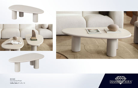 Echo Ivory Cement Coffee Table by Diamond Sofa at Eve Furniture
