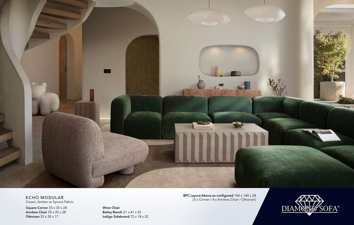 Echo Spruce Fabric 6-Pc Sectional 140" x 70" by Diamond Sofa at Eve Furniture