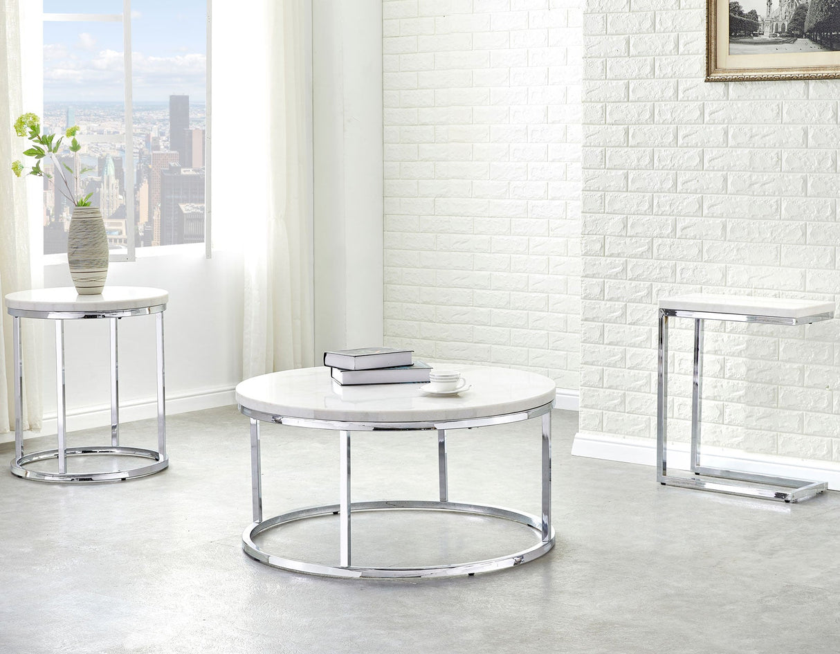 Echo White Marble Top Chairside End Table