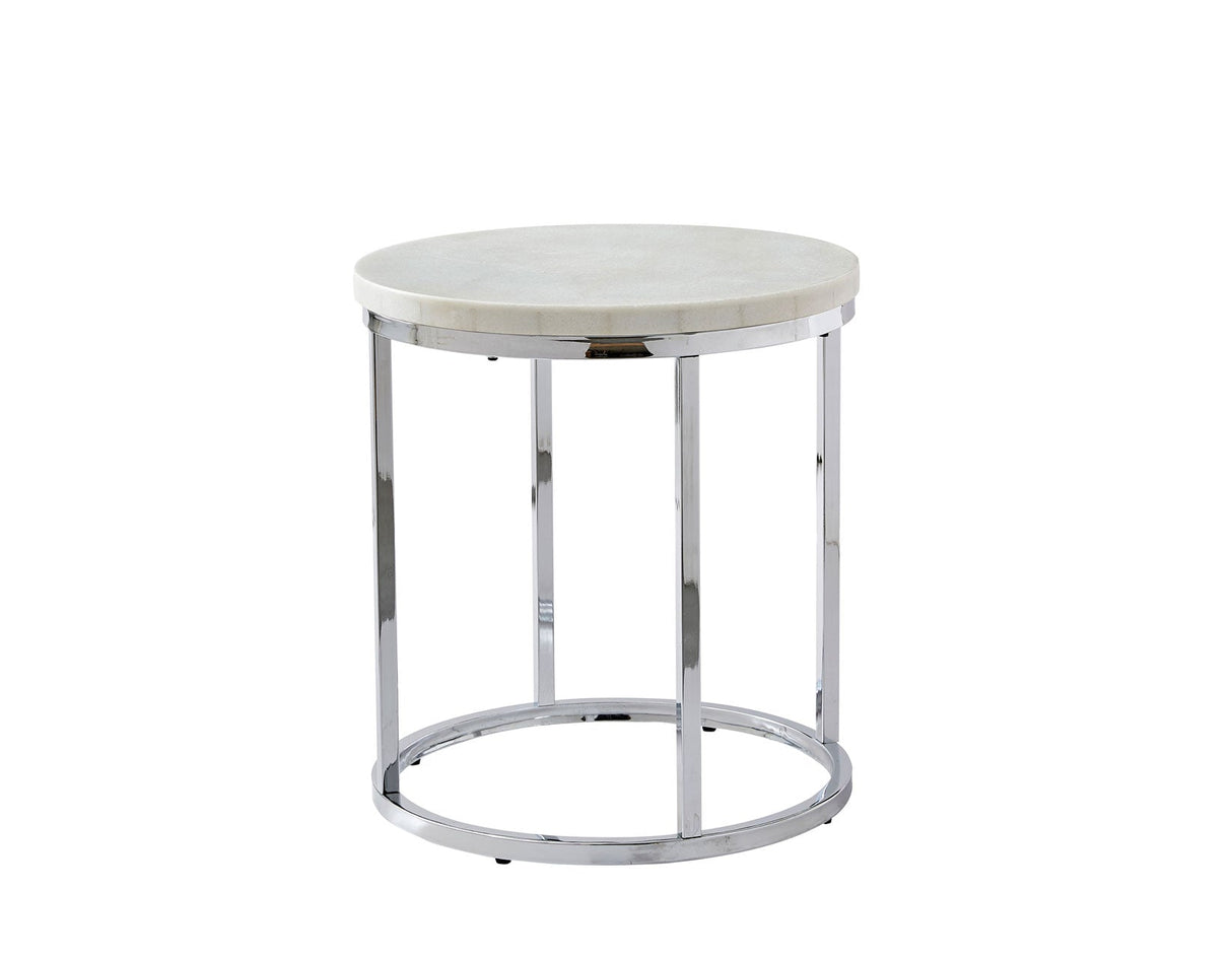 Echo White Marble Top Chairside End Table