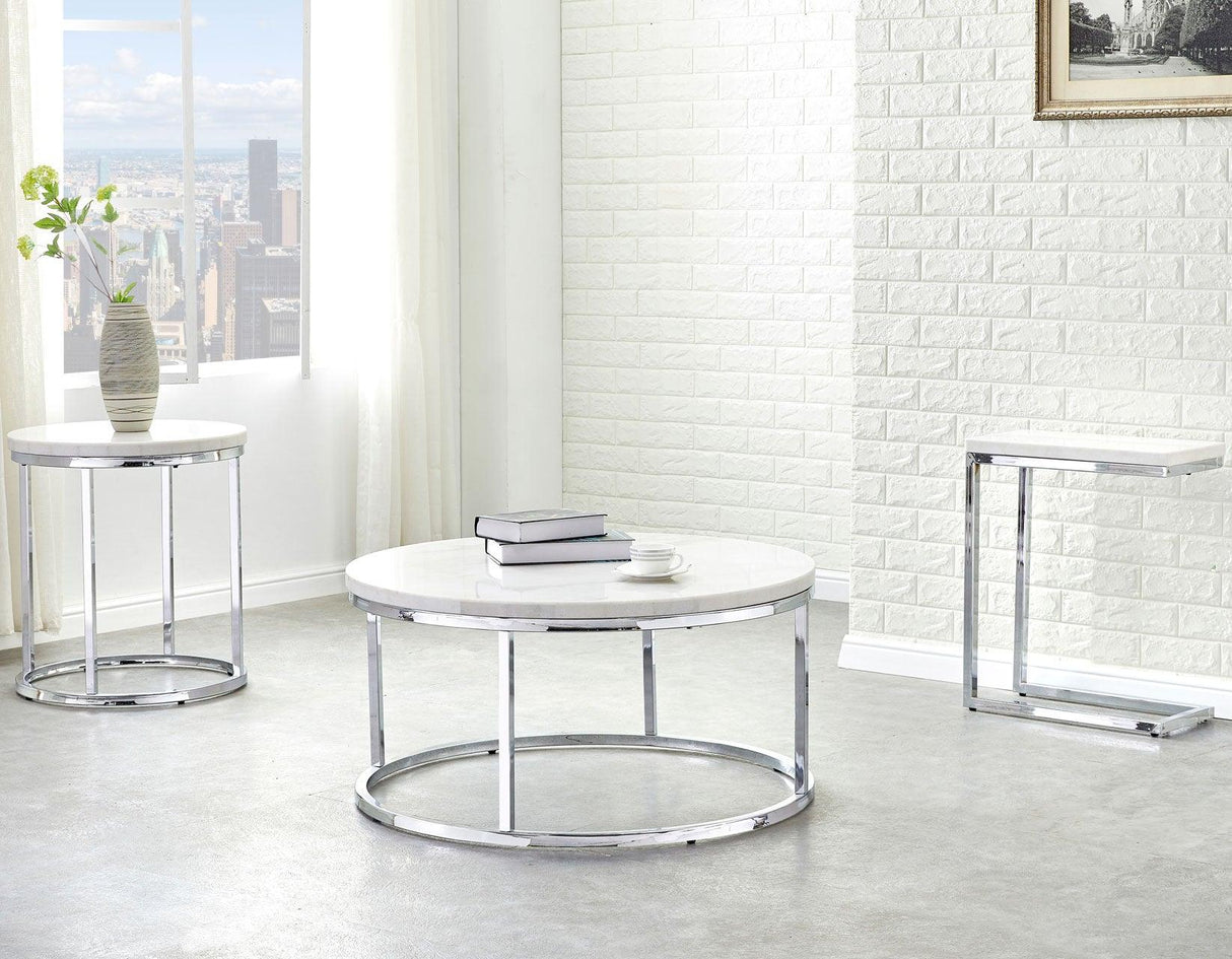 Echo White Marble Top Chairside End Table by Steve Silver at Eve Furniture