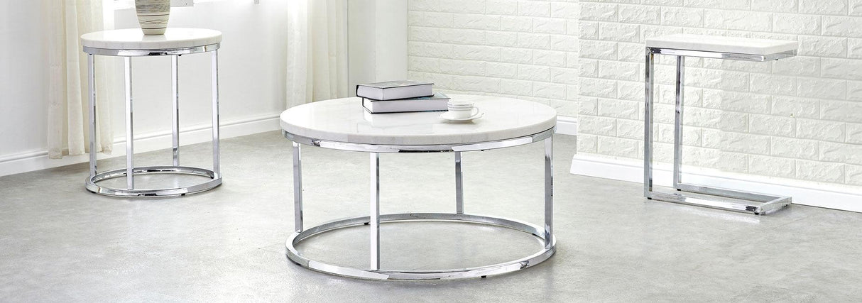Echo White Marble Top Chairside End Table by Steve Silver at Eve Furniture