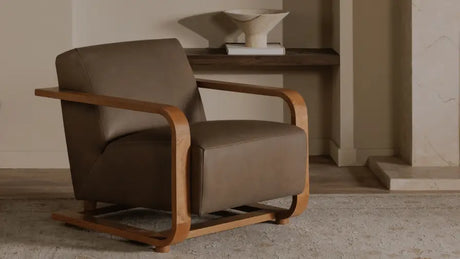 Eckersley Lounge Chair Cool Brown Leather by Moe's Home at Eve Furniture