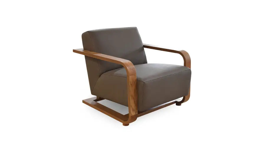 Eckersley Lounge Chair Cool Brown Leather by Moe's Home at Eve Furniture