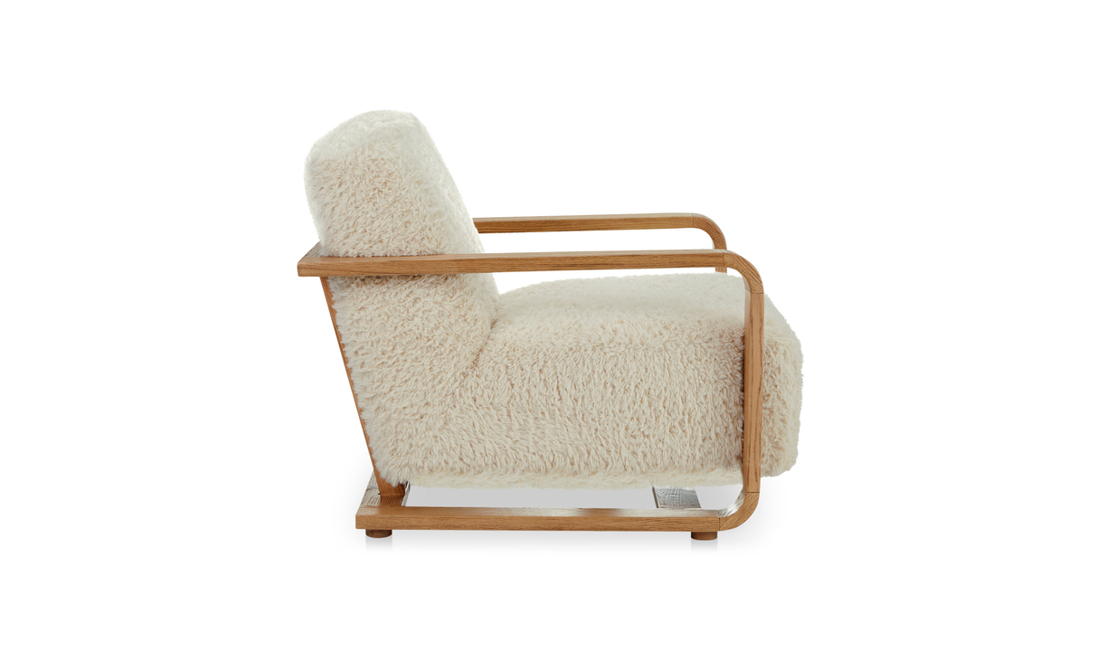 Eckersley Lounge Chair Cream Faux Fur by Moe's Home at Eve Furniture