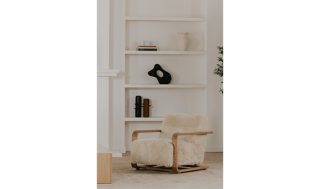 Eckersley Lounge Chair Cream Faux Fur by Moe's Home at Eve Furniture