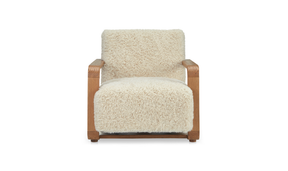 Eckersley Lounge Chair Cream Faux Fur by Moe's Home at Eve Furniture
