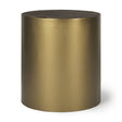 Eclipse Antique Brass Metal Drum Base w/ Dark Brown Wood Top End/Side Table by Mercana at Eve Furniture