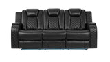 Eclipse Black Air Leather 3-Piece Power Reclining Living Room Set by New Era Innovations at Eve Furniture