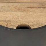 Eclipse Gunmetal Gray Drum Base w/ Brown Wood Top End/Side Table by Mercana at Eve Furniture
