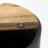 Eclipse Gunmetal Gray Drum Base w/ Brown Wood Top End/Side Table by Mercana at Eve Furniture