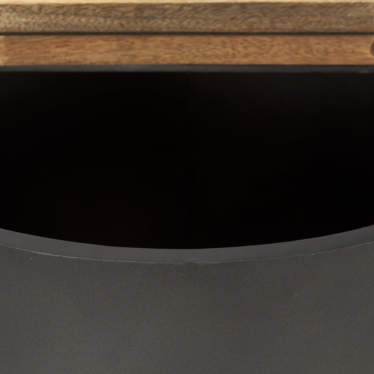 Eclipse Gunmetal Gray Drum Base w/ Brown Wood Top End/Side Table by Mercana at Eve Furniture