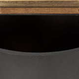 Eclipse Gunmetal Gray Drum Base w/ Brown Wood Top End/Side Table by Mercana at Eve Furniture