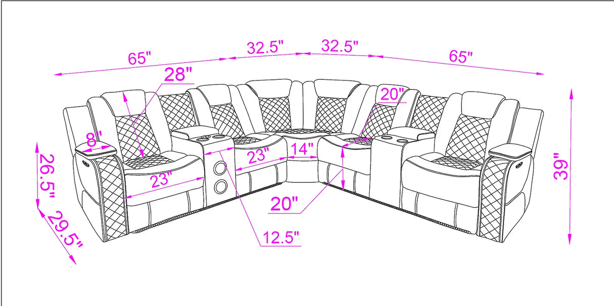 Eclipse Sand 6-Piece Power Sectional by New Era Innovations at Eve Furniture