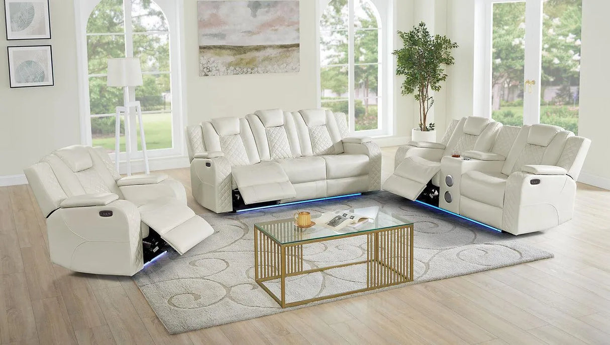 Eclipse Sand Air Leather 3-Piece Power Reclining Living Room Set by New Era Innovations at Eve Furniture