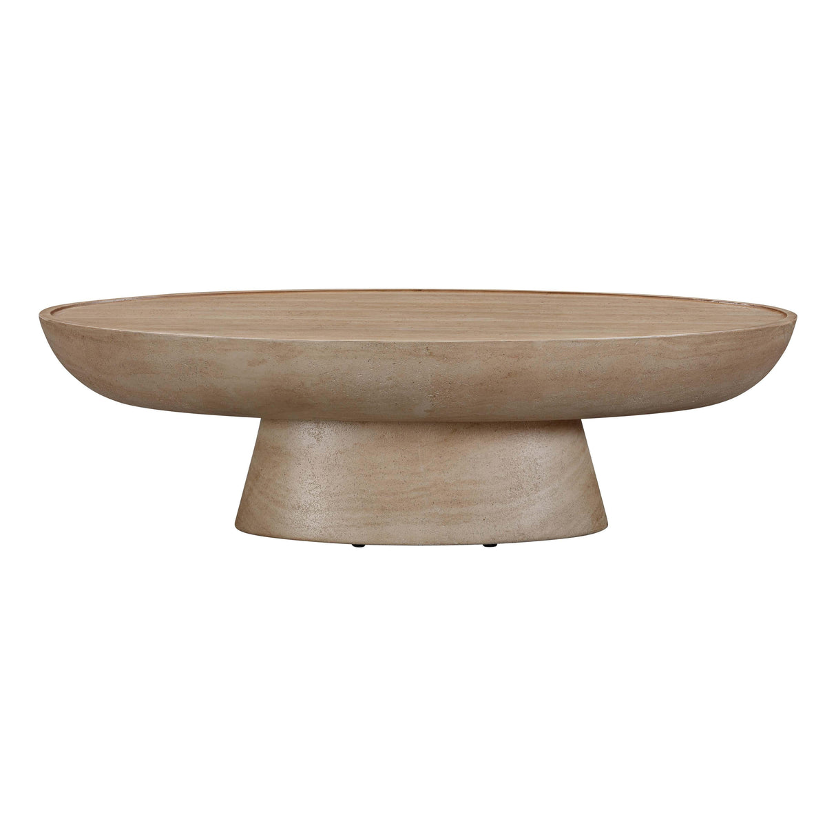 Eclipse Textured Faux Travertine Indoor / Outdoor Coffee Table by TOV Furniture at Eve Furniture