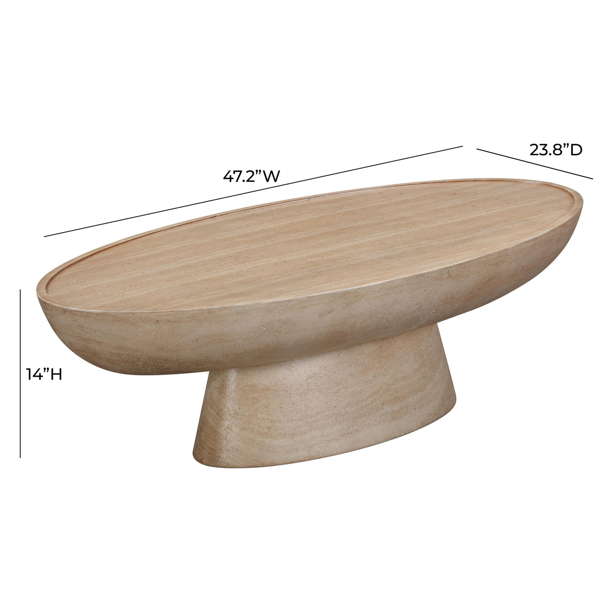 Eclipse Textured Faux Travertine Indoor / Outdoor Coffee Table by TOV Furniture at Eve Furniture