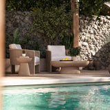 Eclipse Textured Faux Travertine Indoor / Outdoor Side Table by TOV Furniture at Eve Furniture