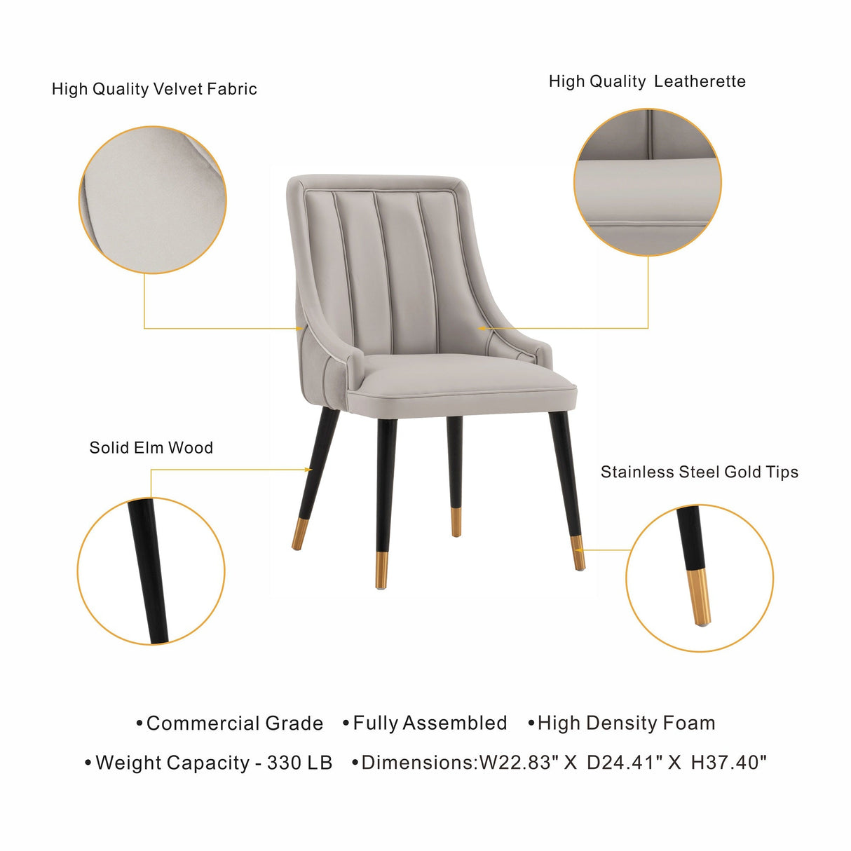Eda Dining Chair in Grey (set of 2) by Manhattan Comfort at Eve Furniture