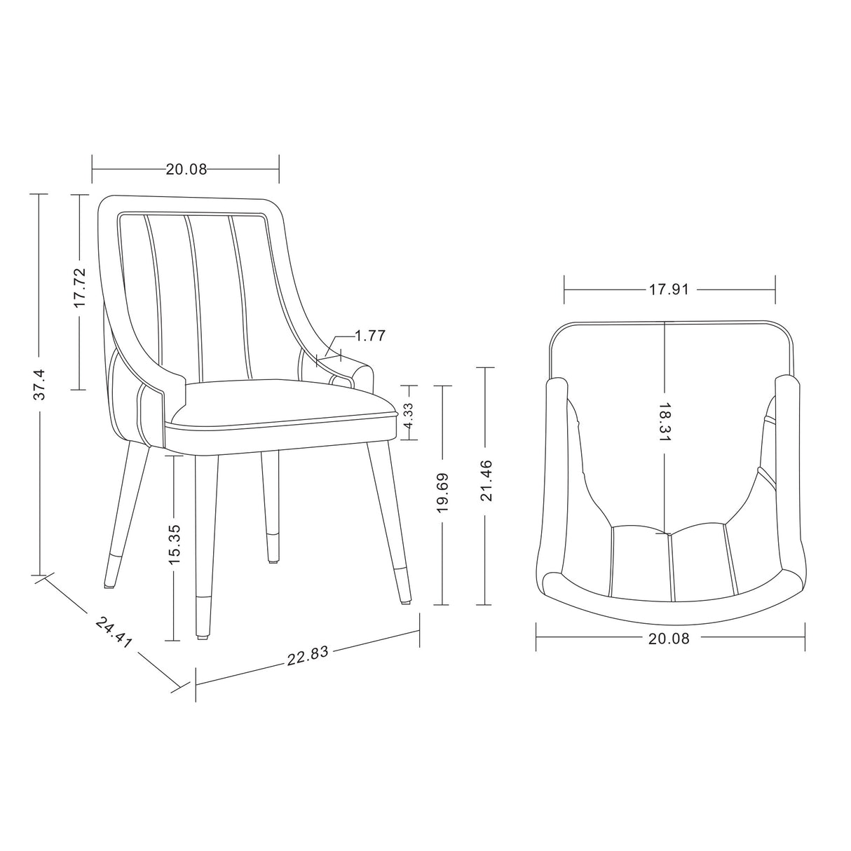 Eda Dining Chair in Midnight Blue by Manhattan Comfort at Eve Furniture