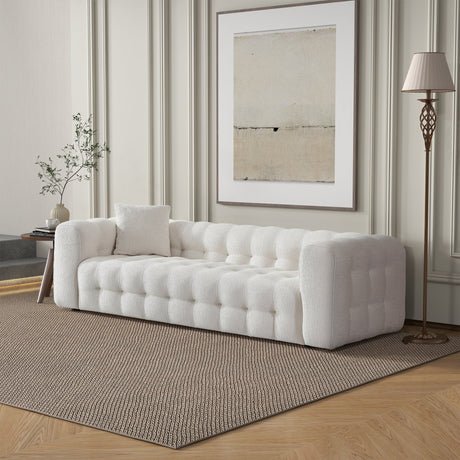 Eden Modern Tufted Chesterfield Cream Boucle Sofa by Ashcroft Furniture at Eve Furniture