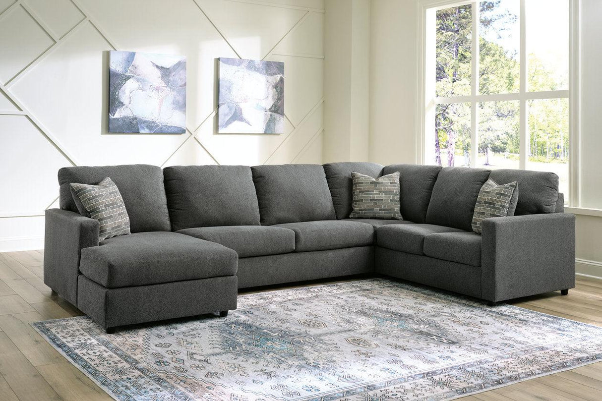 Edenfield Charcoal 3-Piece Left Arm Facing (LAF) Chaise Sectional by Ashley at Eve Furniture