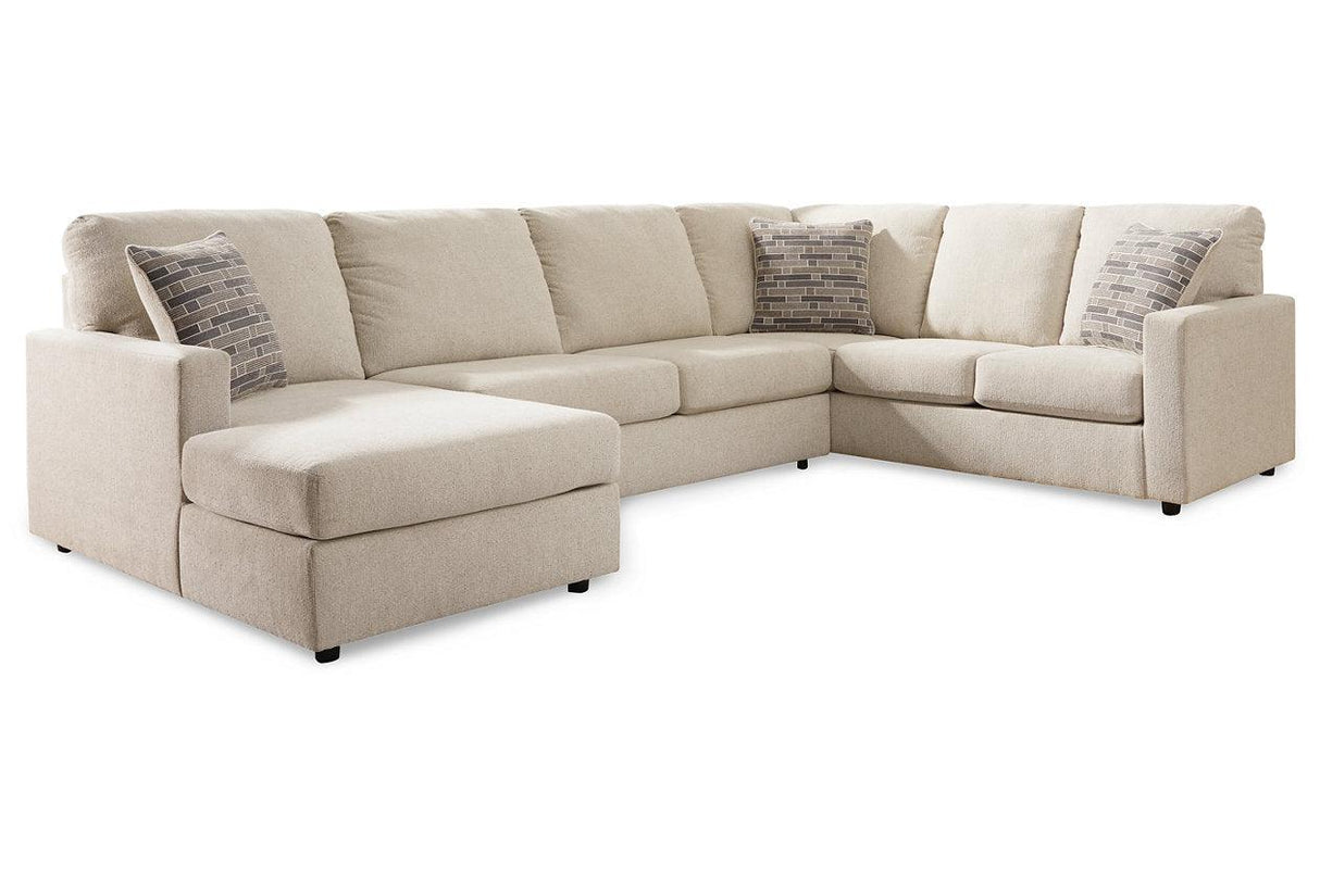 Edenfield Linen 3-Piece Left Arm Facing (LAF) Chaise Sectional by Ashley at Eve Furniture
