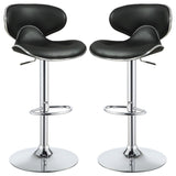 Edenton Black/Chrome Upholstered Adjustable Height Bar Stools, Set of 2 by Coaster at Eve Furniture