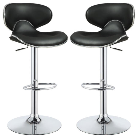 Edenton Black/Chrome Upholstered Adjustable Height Bar Stools, Set of 2 by Coaster at Eve Furniture