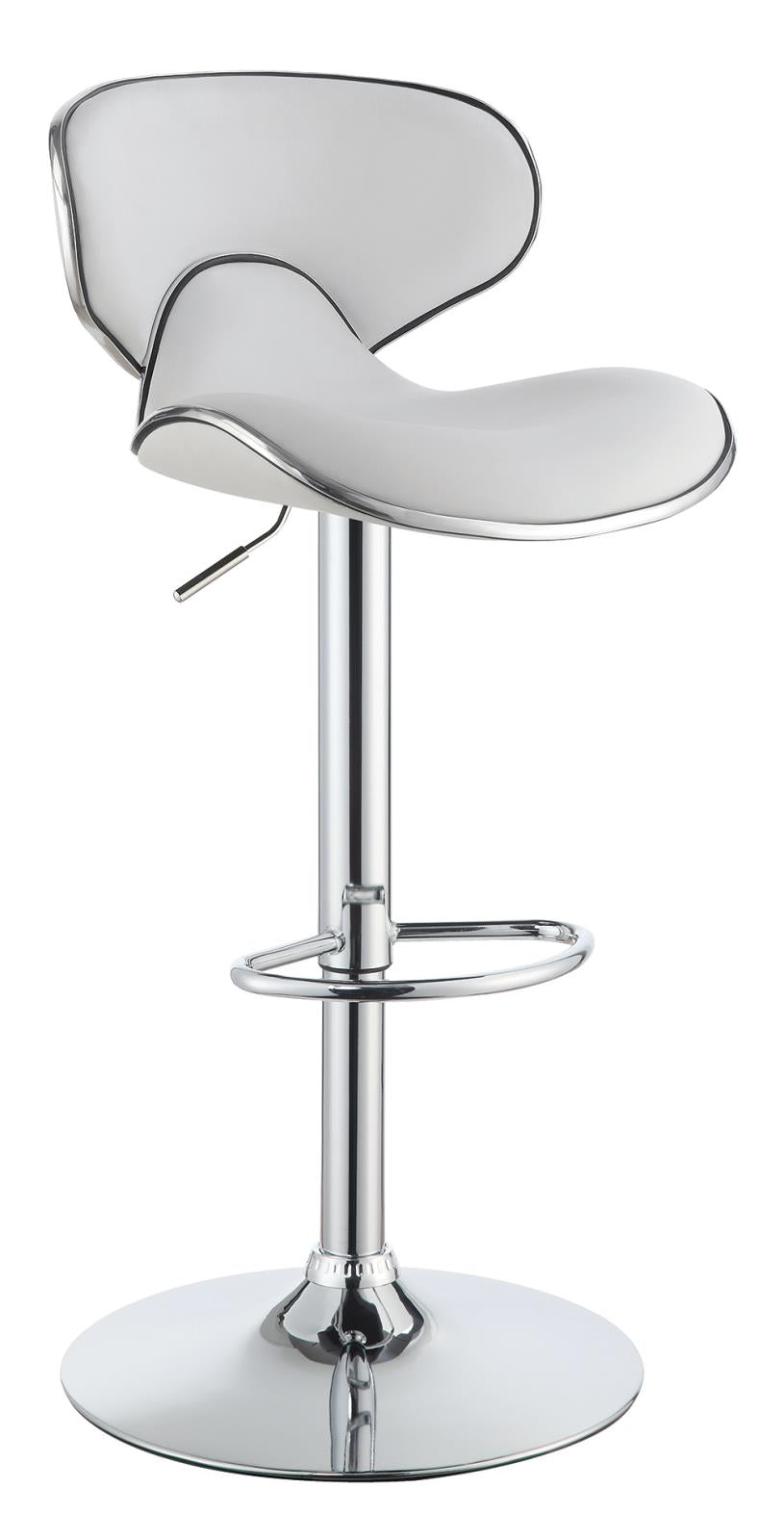 Edenton White/Chrome Upholstered Adjustable Height Bar Stools, Set of 2