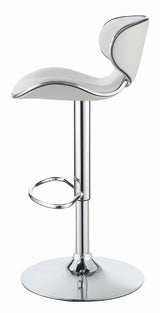 Edenton White/Chrome Upholstered Adjustable Height Bar Stools, Set of 2