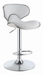 Edenton White/Chrome Upholstered Adjustable Height Bar Stools, Set of 2 by Coaster at Eve Furniture