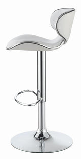 Edenton White/Chrome Upholstered Adjustable Height Bar Stools, Set of 2 by Coaster at Eve Furniture