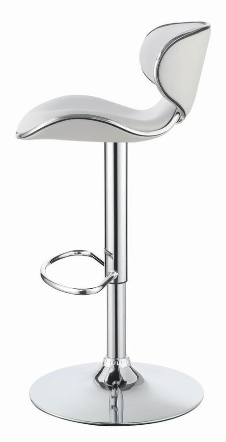 Edenton White/Chrome Upholstered Adjustable Height Bar Stools, Set of 2 by Coaster at Eve Furniture