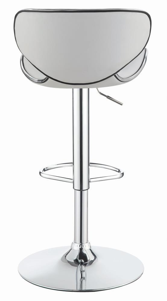Edenton White/Chrome Upholstered Adjustable Height Bar Stools, Set of 2 by Coaster at Eve Furniture