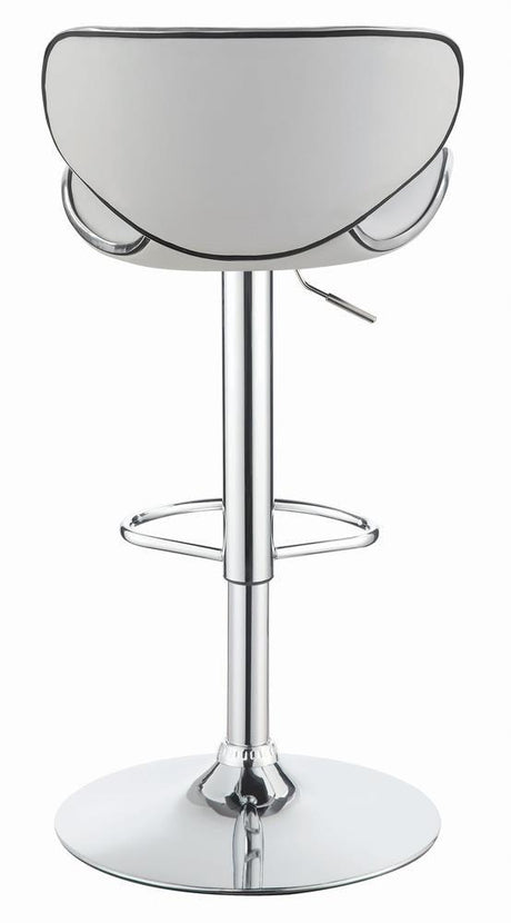 Edenton White/Chrome Upholstered Adjustable Height Bar Stools, Set of 2 by Coaster at Eve Furniture