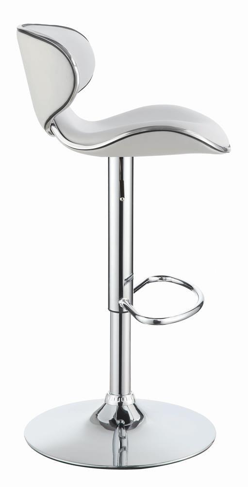 Edenton White/Chrome Upholstered Adjustable Height Bar Stools, Set of 2 by Coaster at Eve Furniture