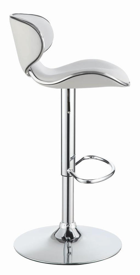 Edenton White/Chrome Upholstered Adjustable Height Bar Stools, Set of 2 by Coaster at Eve Furniture