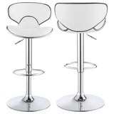 Edenton White/Chrome Upholstered Adjustable Height Bar Stools, Set of 2 by Coaster at Eve Furniture